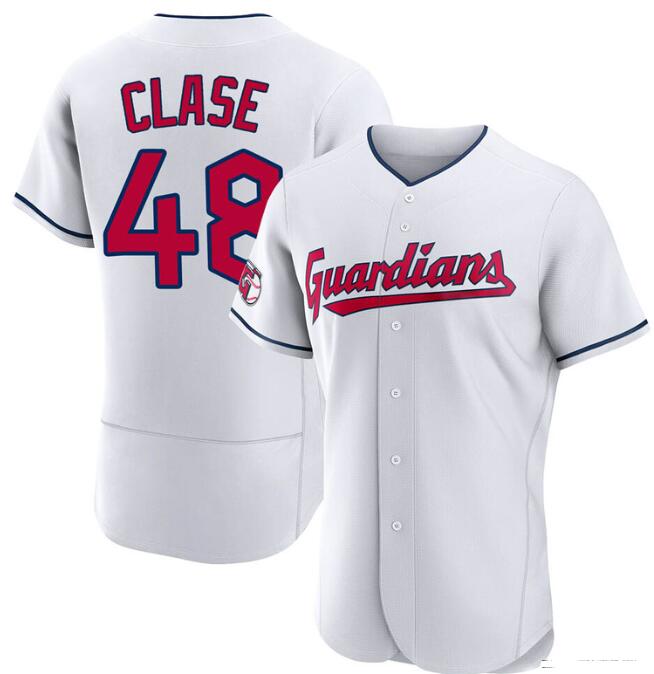 Men's Cleveland Guardians #48 Emmanuel Clase Home white Jersey