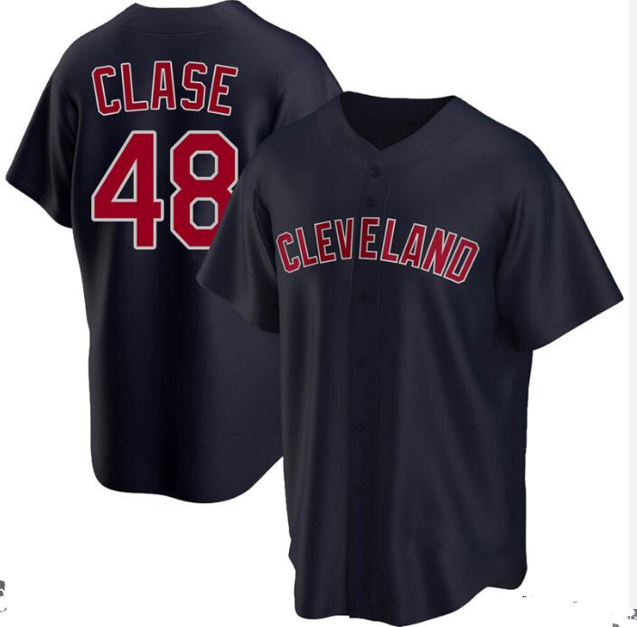Men's Cleveland Guardians #48 Emmanuel Clase Navy Jersey