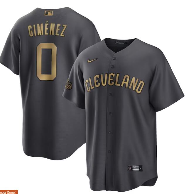 Men's Cleveland Guardians #0 Andrés Giménez Nike Charcoal 2022 MLB All-Star Game Andres gimenez Replica Player Jersey