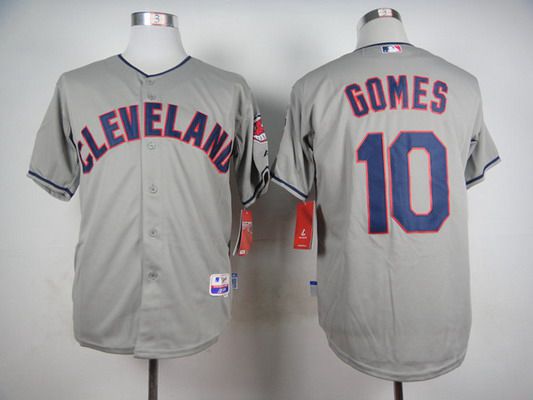 Men's Cleveland Indians #10 Yan Gomes Gray Jersey
