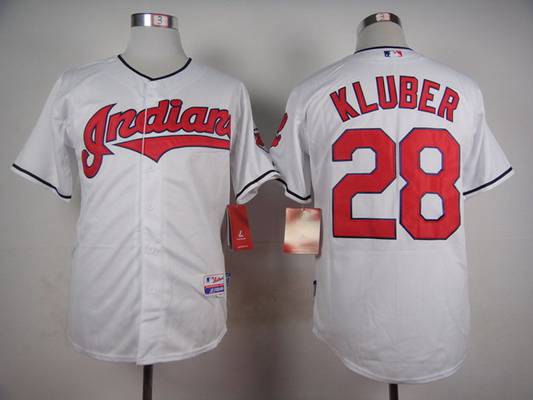Men's Cleveland Indians #28 Corey Kluber White Jersey