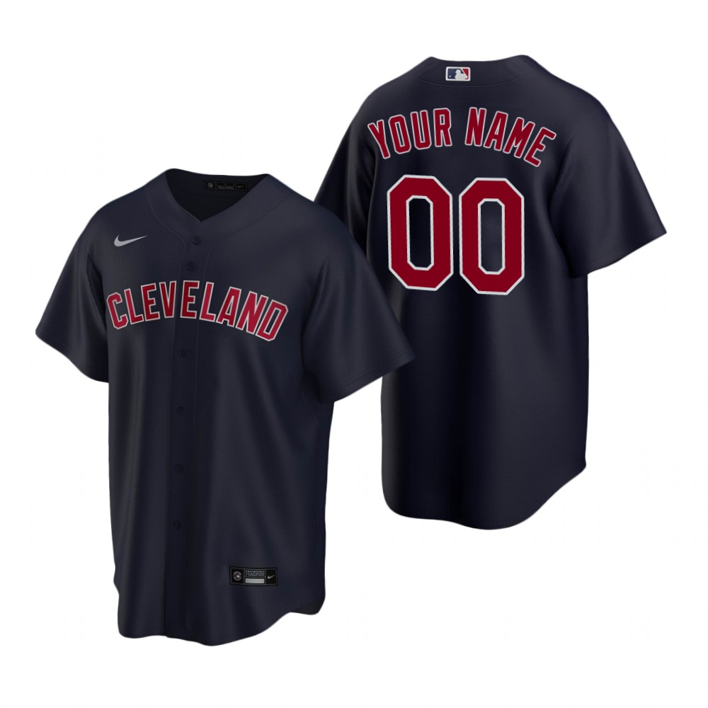 Men's Cleveland Indians Custom Nike Navy Stitched MLB Cool Base Jersey