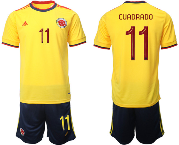 Men's Colombia #11 Cuadrado Yellow Home Soccer 2022 FIFA World Cup Jerseys