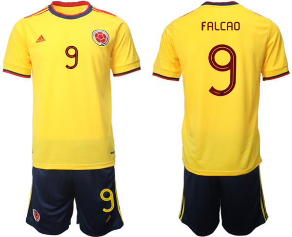 Men's Colombia #9 Falcao Yellow Home Soccer 2022 FIFA World Cup Jerseys