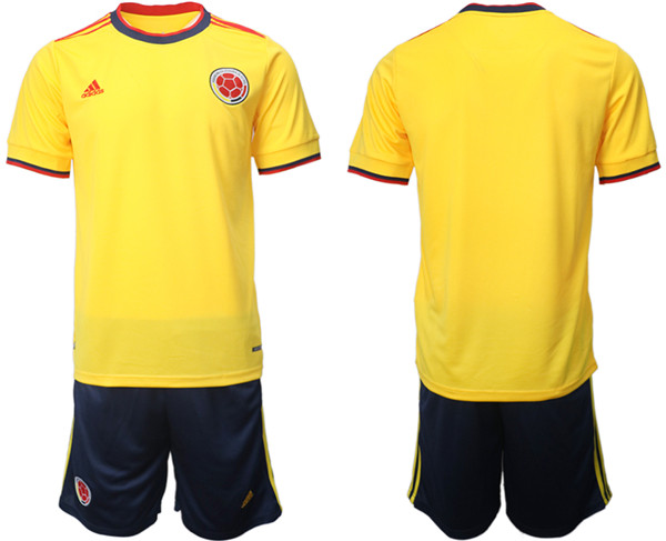 Men's Colombia Blank Yellow Home Soccer 2022 FIFA World Cup Jerseys Suit