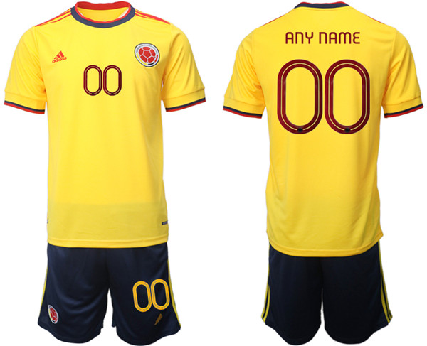 Men's Colombia Custom Yellow Home Soccer 2022 FIFA World Cup Jerseys Suit