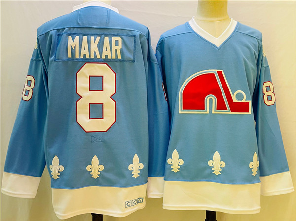 Men's Colorado Avalanche #8 Cale Makar Blue Stitched Quebec Nordiques CCM Jersey