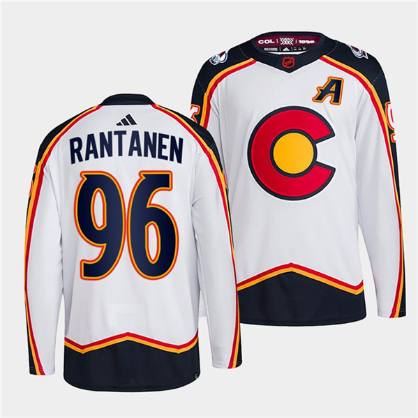 Men's Colorado Avalanche #96 Mikko Rantanen White 2022-23 Reverse Retro Stitched Jersey