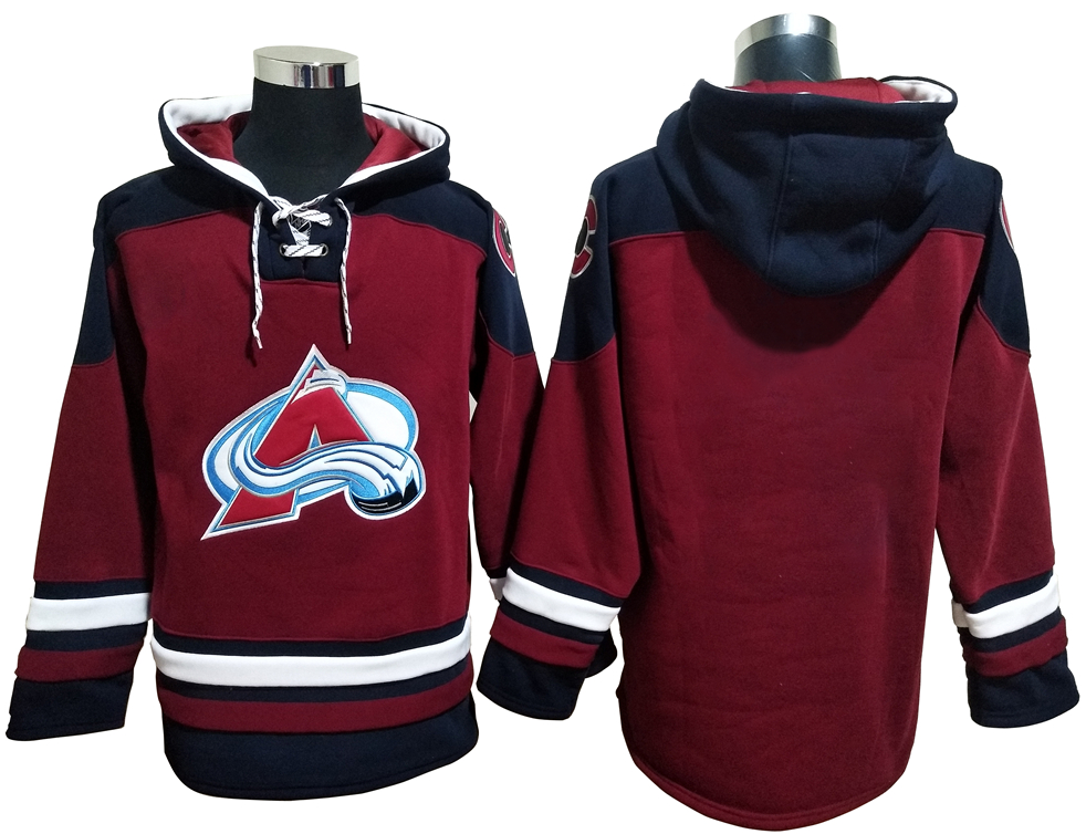 Men's Colorado Avalanche Blank Dark Red All Stitched Hooded Sweatshirt Ageless Must-Have Lace-Up Pullover Hoodie