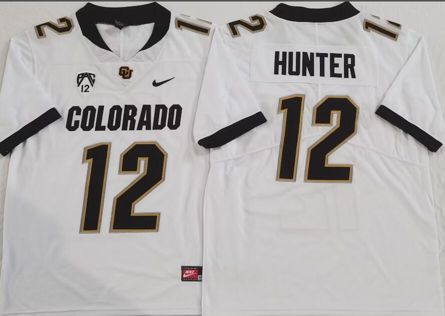 Men's Colorado Buffaloes #12 Travis Hunter White Stitched Football Jersey
