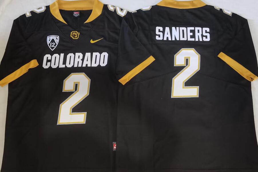 Men's Colorado Buffaloes #2 Shedeur Sanders Black 2023 F.U.S.E. Stitched Football Jersey