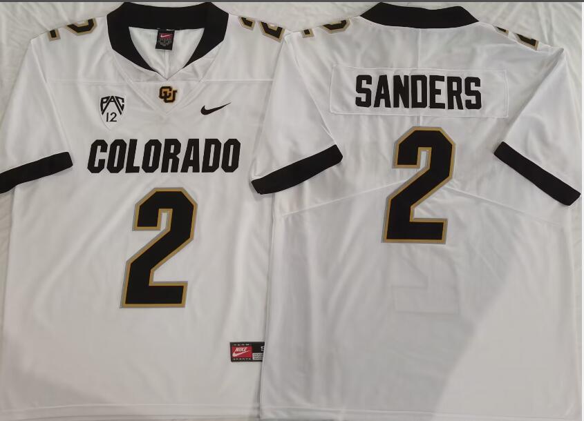 Men's Colorado Buffaloes #2 Shedeur Sanders White 2023 F.U.S.E. Stitched Football Jersey