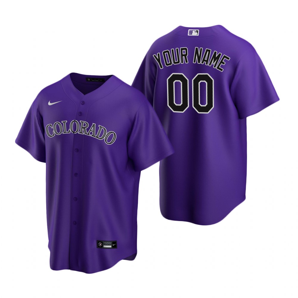 Men's Colorado Rockies Custom Nike Purple Stitched MLB Cool Base Jersey