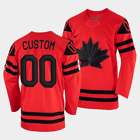 Men's Custom Canada Hockey Red 2022 Beijing Winter Olympic Away Rrplica Jersey