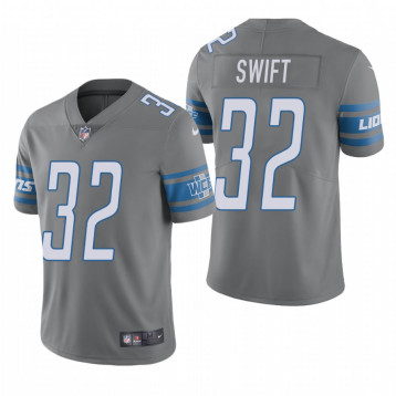 Men's D'Andre Swift Detroit Lions #32 Steel Color Rush Limited Jersey 2020 NFL Draft