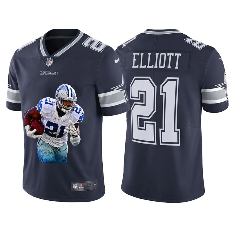 Men's Dallas Cowboys #21 Ezekiel Elliott Grey Player Portrait Edition 2020 Vapor Untouchable Stitched NFL Nike Limited Jersey