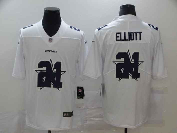 Men's Dallas Cowboys #21 Ezekiel Elliott White 2020 Shadow Logo Vapor Untouchable Stitched NFL Nike Limited Jersey