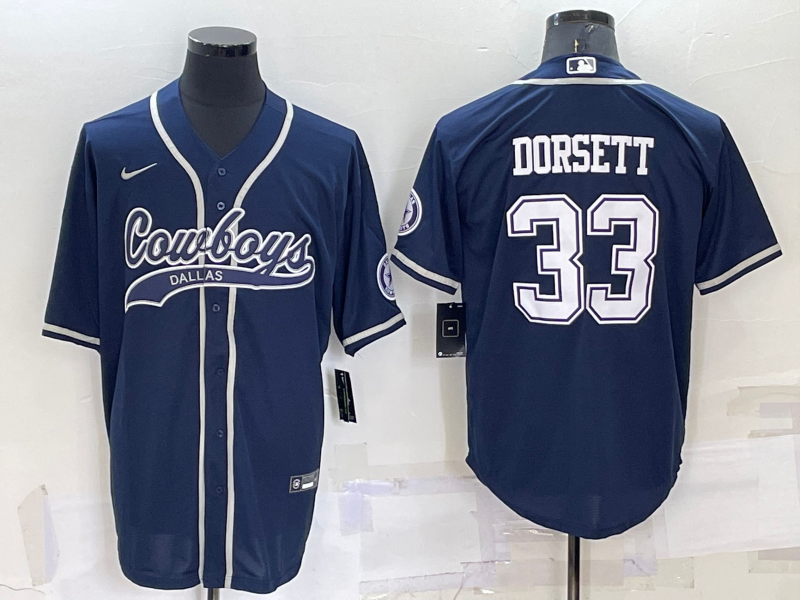 Men's Dallas Cowboys #33 Tony Dorsett Navy Blue Stitched Cool Base Nike Baseball Jersey