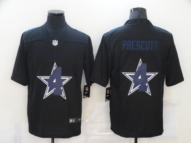Men's Dallas Cowboys #4 Dak Prescott Black 2020 Shadow Logo Vapor Untouchable Stitched NFL Nike Limited Jersey