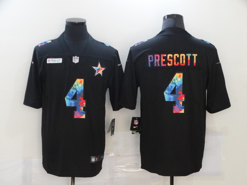 Men's Dallas Cowboys #4 Dak Prescott Multi-Color Black 2020 NFL Crucial Catch Vapor Untouchable Nike Limited Jersey