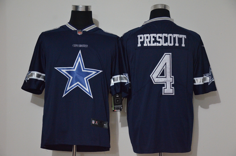 Men's Dallas Cowboys #4 Dak Prescott Navy Blue 2020 Big Logo Vapor Untouchable Stitched NFL Nike Fashion Limited Jerse