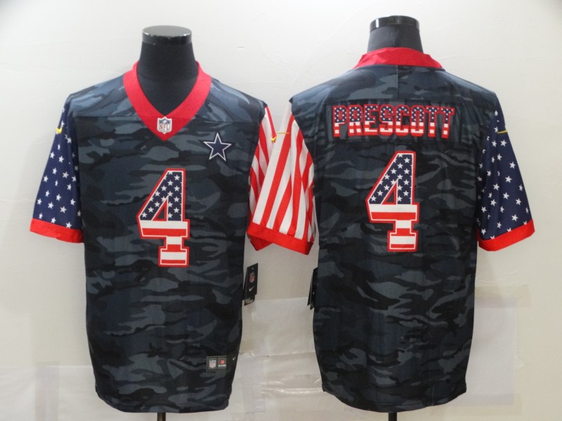 Men's Dallas Cowboys #4 Dak Prescott USA Camo 2020 Salute To Service Stitched NFL Nike Limited Jersey