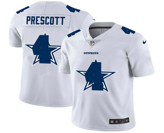 Men's Dallas Cowboys #4 Dak Prescott White 2020 Shadow Logo Vapor Untouchable Stitched NFL Nike Limited Jersey