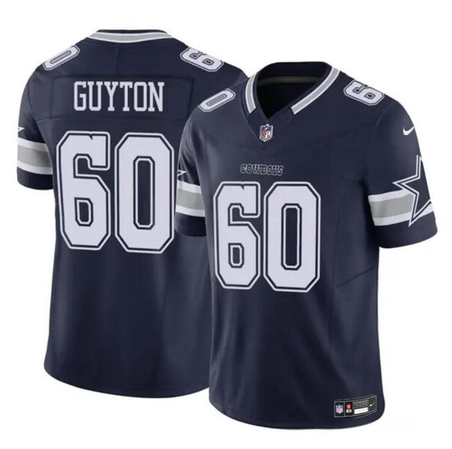 Men's Dallas Cowboys #60 Tyler Guyton Navy 2024 Draft F.U.S.E Vapor Untouchable Limited Football Stitched Jersey