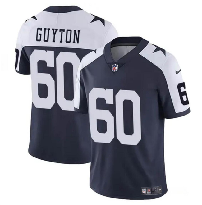 Men's Dallas Cowboys #60 Tyler Guyton Navy White 2024 Draft Vapor Untouchable Thanksgiving Limited Football Stitched Jersey