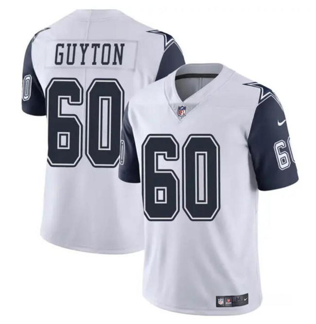 Men's Dallas Cowboys #60 Tyler Guyton White 2024 Draft Color Rush Limited Football Stitched Jersey