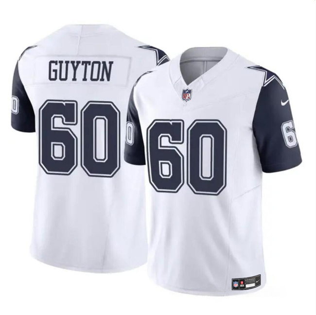 Men's Dallas Cowboys #60 Tyler Guyton White 2024 Draft F.U.S.E Color Rush Limited Football Stitched Jersey