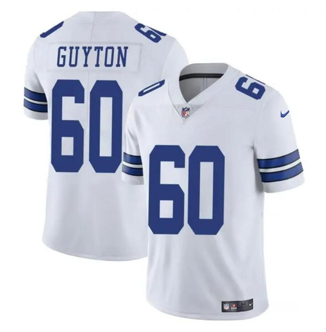 Men's Dallas Cowboys #60 Tyler Guyton White 2024 Draft Vapor Untouchable Limited Football Stitched Jersey