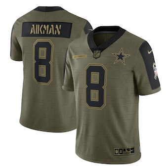 Men's Dallas Cowboys #8 Troy Aikman Nike Olive 2021 Salute To Service Retired Player Limited Jersey