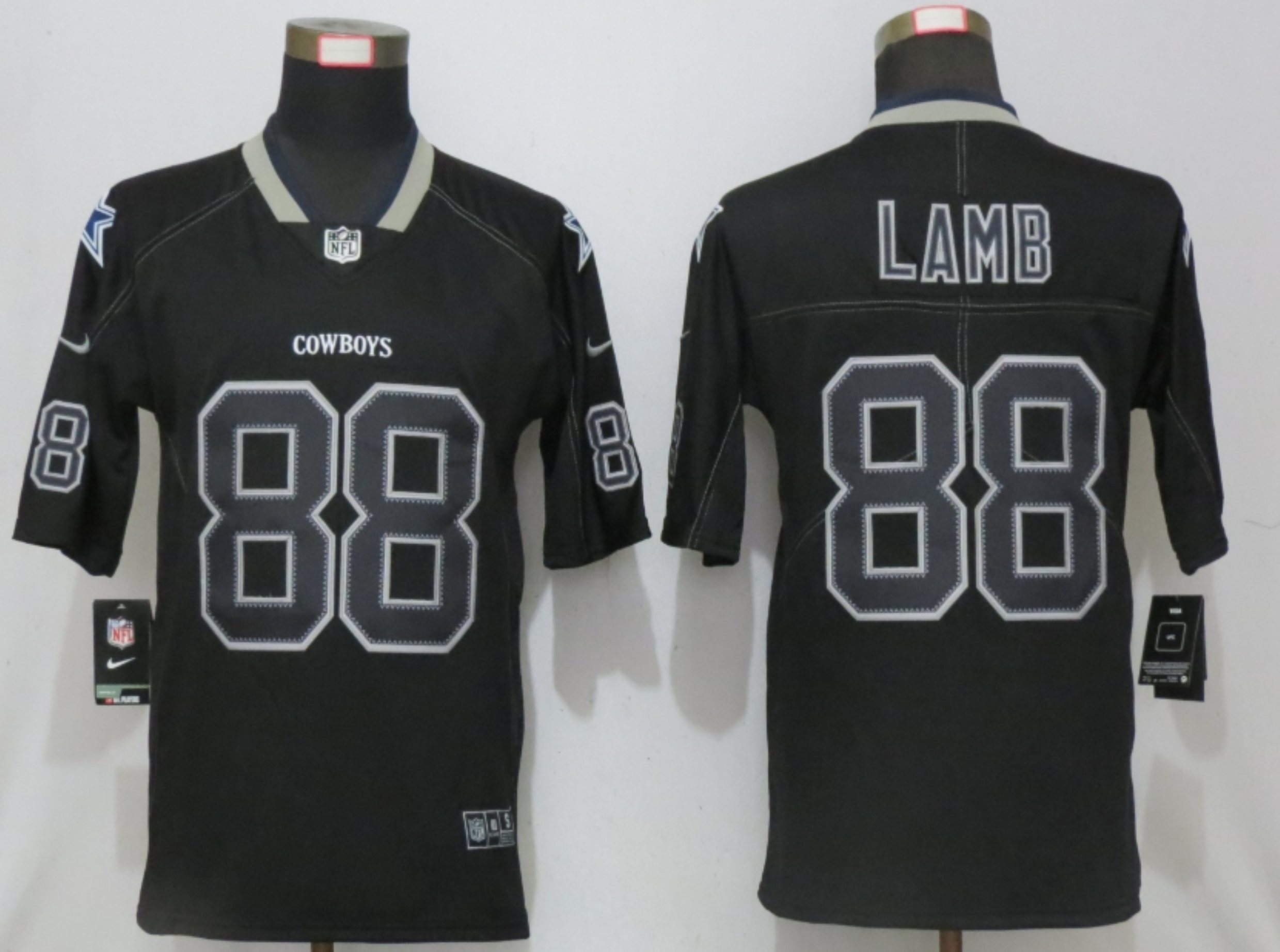 Men's Dallas Cowboys #88 CeeDee Lamb 2020 Black Lights Out Color Rush Stitched NFL Nike Limited Jersey