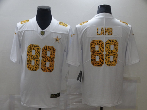 Men's Dallas Cowboys #88 CeeDee Lamb 2020 White Leopard Print Fashion Limited Football Stitched Jersey