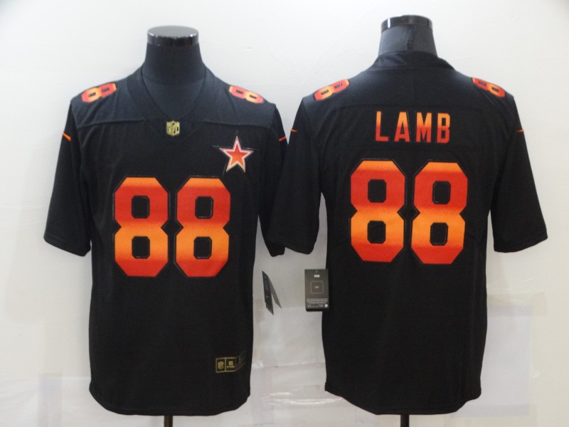 Men's Dallas Cowboys #88 CeeDee Lamb Black Red Orange Stripe Vapor Limited Nike NFL Jersey