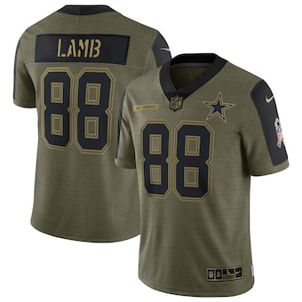 Men's Dallas Cowboys #88 CeeDee Lamb Nike Olive 2021 Salute To Service Limited Player Jersey
