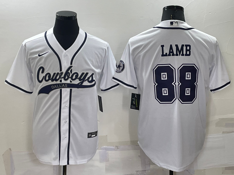 Men's Dallas Cowboys #88 CeeDee Lamb White Stitched Cool Base Nike Baseball Jersey