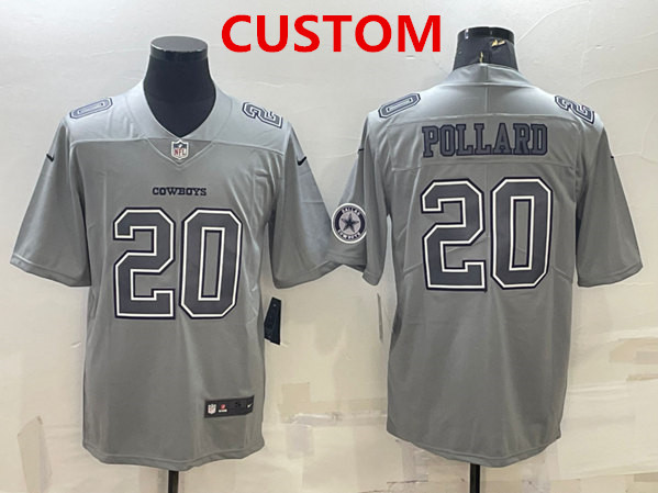 Men's Dallas Cowboys Custom With Patch Gray Atmosphere Fashion Stitched Jersey