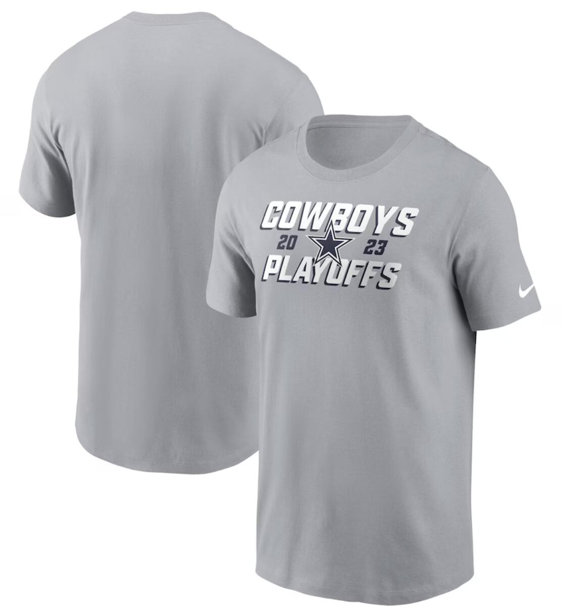 Men's Dallas Cowboys Gray 2023 Playoffs Iconic T-Shirt