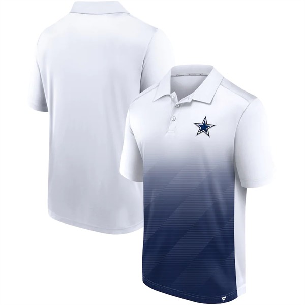 Men's Dallas Cowboys White Navy Iconic Parameter Sublimated Polo