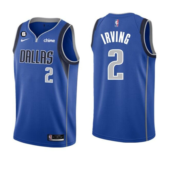 Men's Dallas Mavericks #2 Kyrie Irving Blue Icon Edition With NO.6 Patch