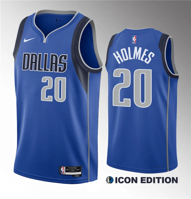 Men's Dallas Mavericks #20 Richaun Holmes Blue 2023 Draft Icon Edition Stitched Basketball Jersey