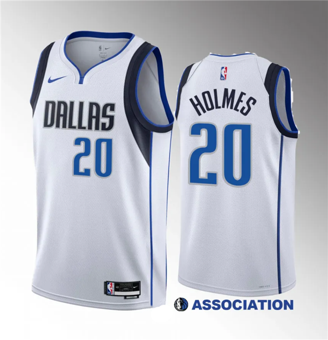 Men's Dallas Mavericks #20 Richaun Holmes White 2023 Draft Association Edition Stitched Basketball Jersey