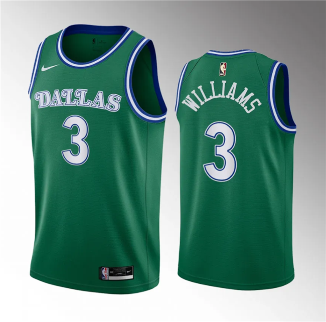 Men's Dallas Mavericks #3 Grant Williams Green Classic Edition Stitched Basketball Jersey