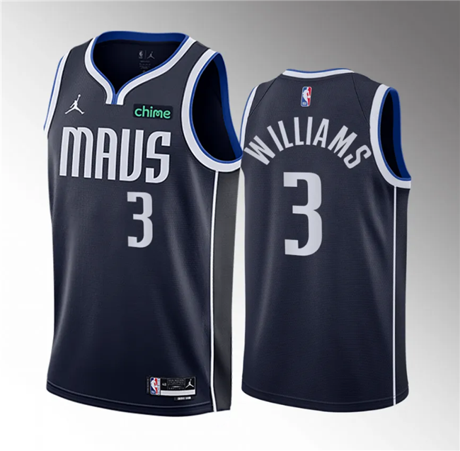 Men's Dallas Mavericks #3 Grant Williams Navy Statement Edition Stitched Basketball Jersey
