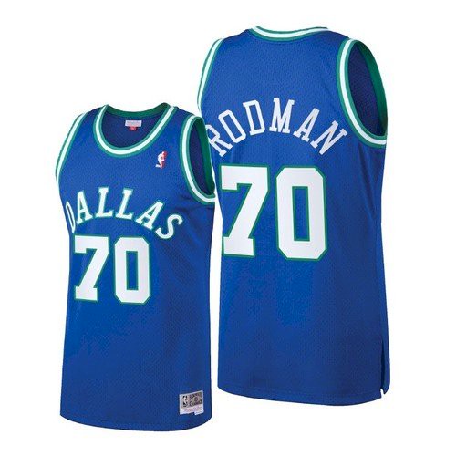 Men's Dallas Mavericks #70 Dennis Rodman Blue Throwback Jersey