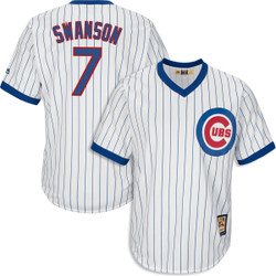 Men's Dansby Swanson Chicago Cubs #7 1968-69 Cooperstown Jersey by Majestic