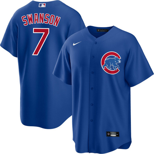 Men's Dansby Swanson Chicago Cubs #7 Alternate BLue Jersey by NIKE?