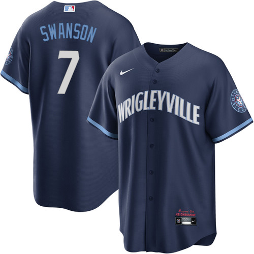 Men's Dansby Swanson Chicago Cubs #7 City Connect Blue Jersey by NIKE?